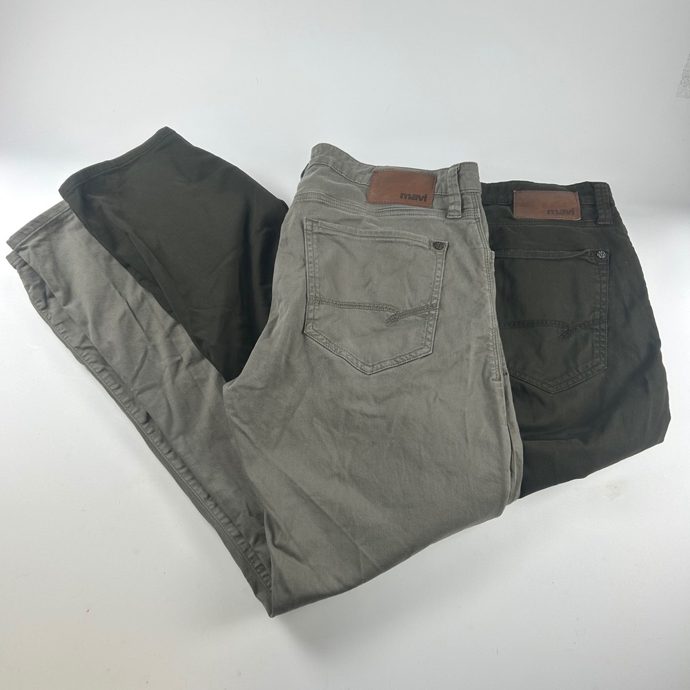 Mavi Jeans Mens 34x32 Zach Straight Leg Pants Bundle Olive Green Lot of 2